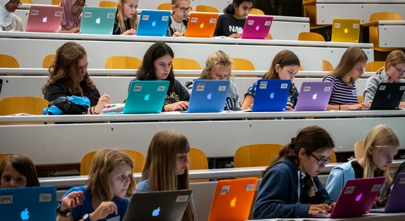  Colourful MacBooks in a university course