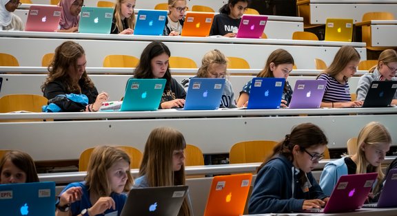  Colourful MacBooks in a university course