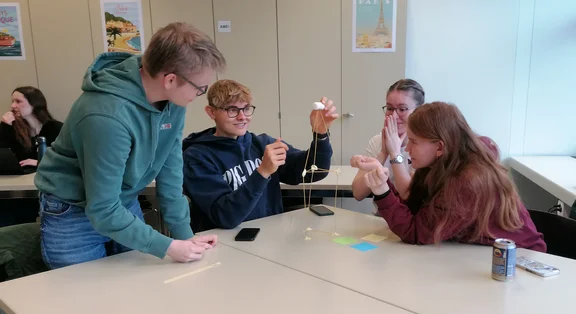 Classroom with creative group activity