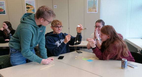 Classroom with creative group activity