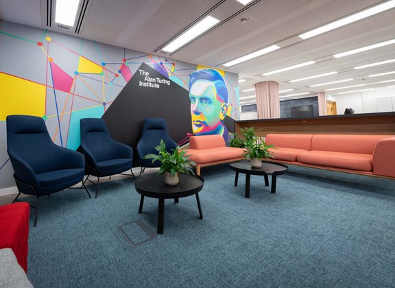 Colourful wall art at the Alan Turing Institute