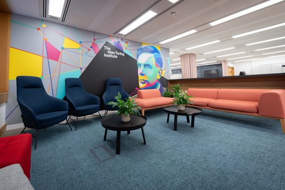 Colourful wall art at the Alan Turing Institute