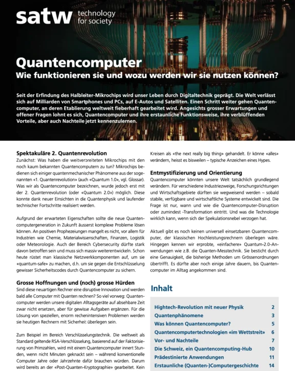 Quantencomputer: Chancen für die Schweizer Wirtschaft