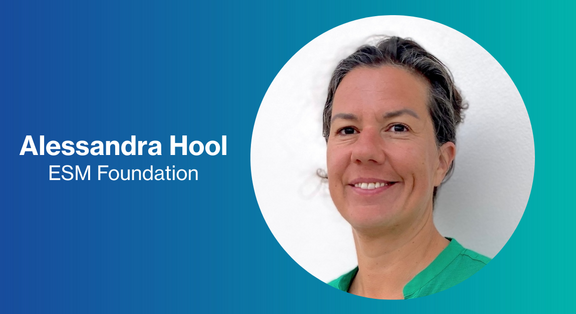 Alessa Hool in green clothing against a blue background