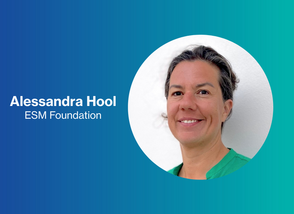 Alessa Hool in green clothing against a blue background