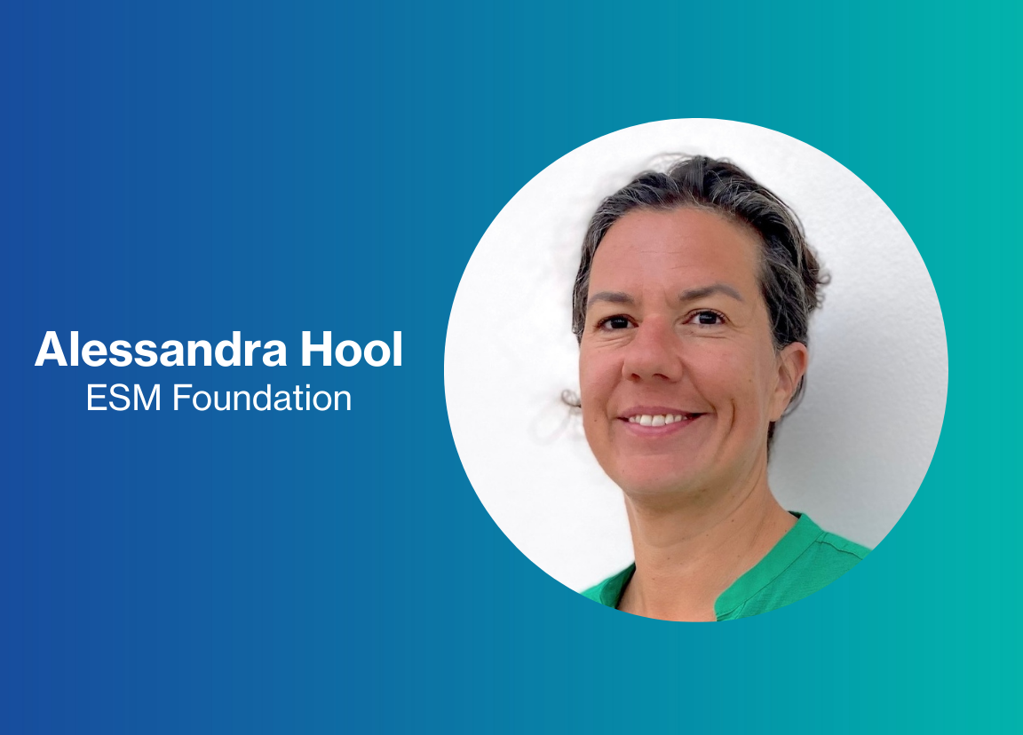 Alessa Hool in green clothing against a blue background