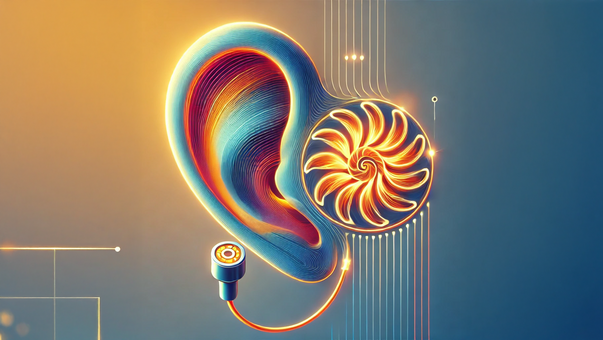 Abstract ear with luminous lines and spiral